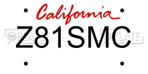 Z81SMC California License Plate