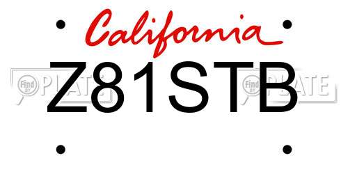 Z81STB California License Plate