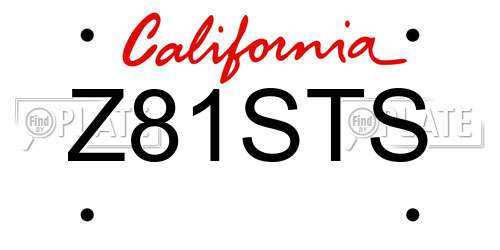 Z81STS California License Plate