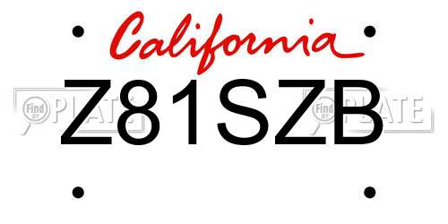 Z81SZB California License Plate