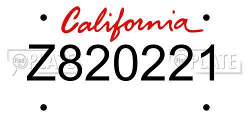 Z820221 California License Plate