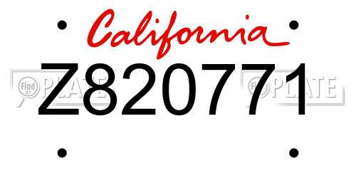 Z820771 California License Plate