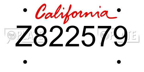 Z822579 California License Plate