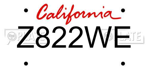 Z822WE California License Plate