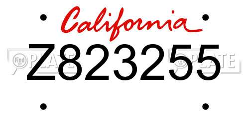 Z823255 California License Plate