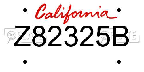 Z82325B California License Plate