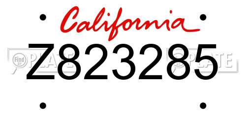 Z823285 California License Plate