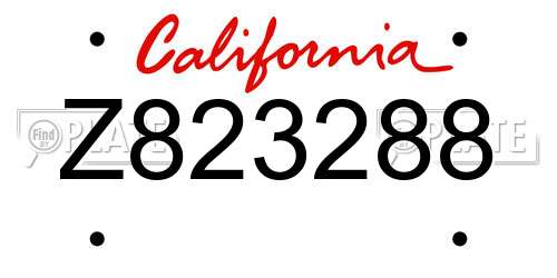 Z823288 California License Plate