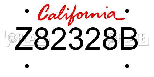 Z82328B California License Plate