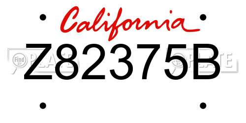 Z82375B California License Plate