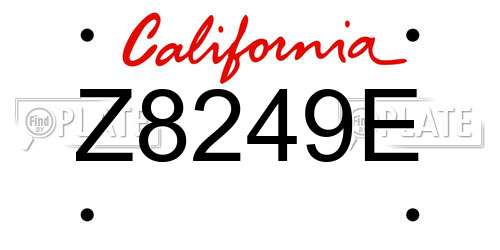 Z8249E California License Plate