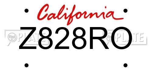 Z828RO California License Plate