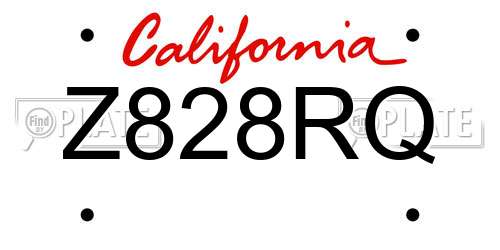 Z828RQ California License Plate
