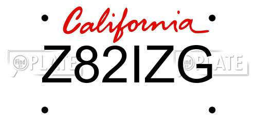 Z82IZG California License Plate