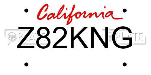 Z82KNG California License Plate