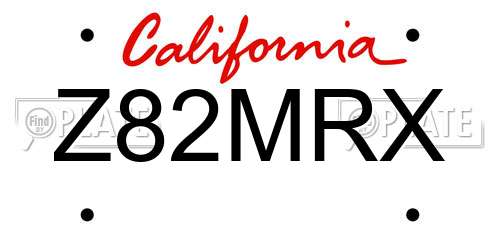 Z82MRX California License Plate