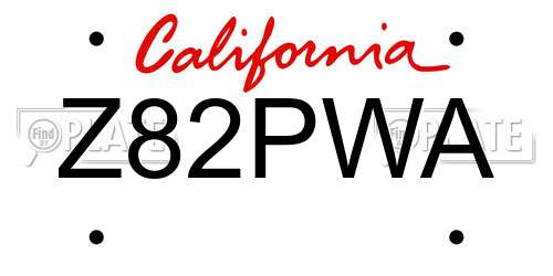 Z82PWA California License Plate