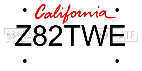 Z82TWE California License Plate