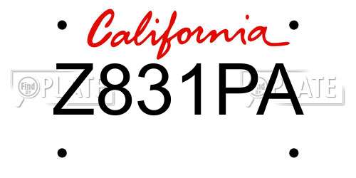 Z831PA California License Plate