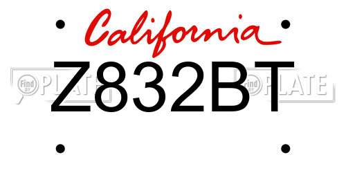 Z832BT California License Plate