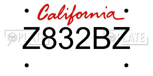 Z832BZ California License Plate
