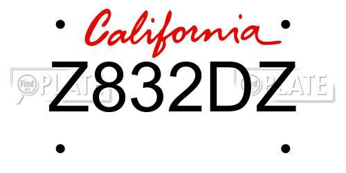 Z832DZ California License Plate
