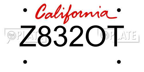 Z832OT California License Plate