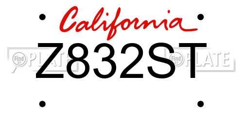 Z832ST California License Plate