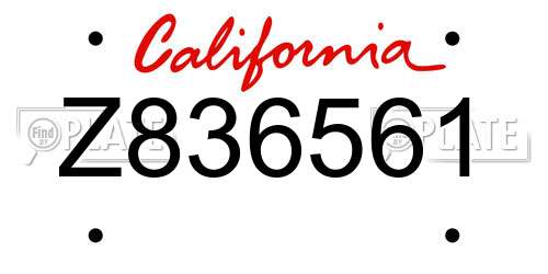 Z836561 California License Plate