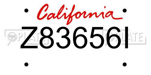 Z83656I California License Plate