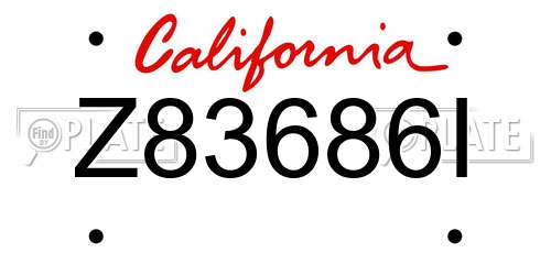 Z83686I California License Plate
