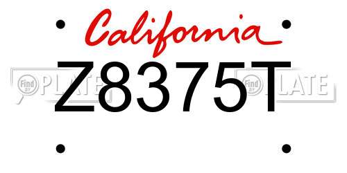 Z8375T California License Plate