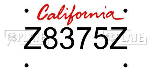 Z8375Z California License Plate