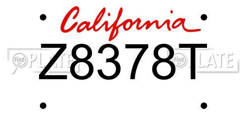 Z8378T California License Plate