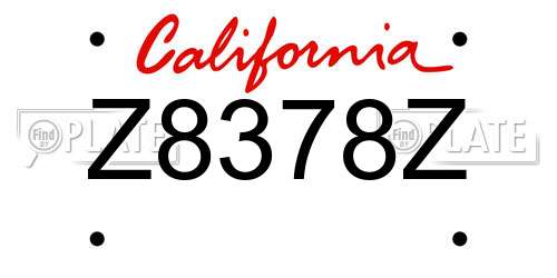 Z8378Z California License Plate