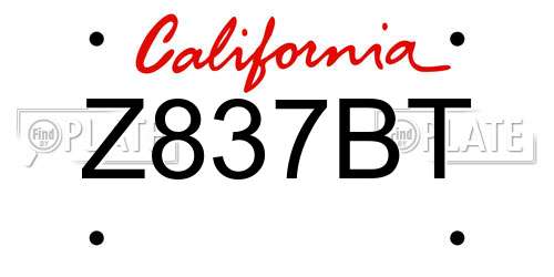 Z837BT California License Plate