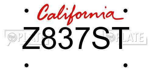 Z837ST California License Plate
