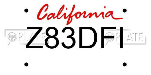 Z83DFI California License Plate