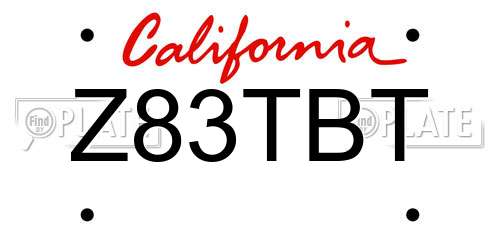 Z83TBT California License Plate