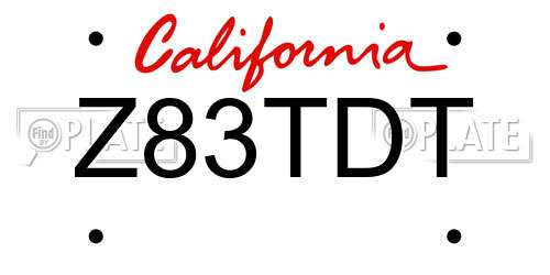 Z83TDT California License Plate