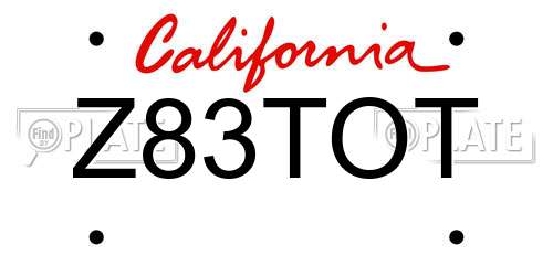 Z83TOT California License Plate