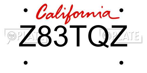 Z83TQZ California License Plate