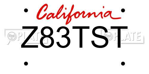 Z83TST California License Plate