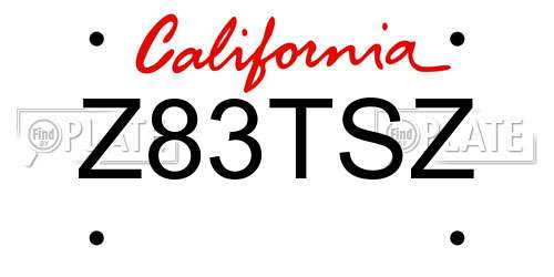 Z83TSZ California License Plate