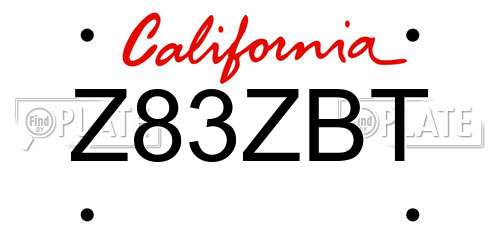 Z83ZBT California License Plate
