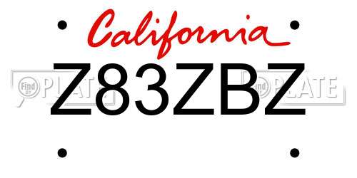Z83ZBZ California License Plate