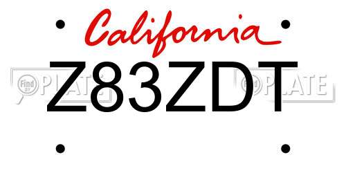 Z83ZDT California License Plate