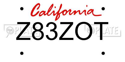 Z83ZOT California License Plate