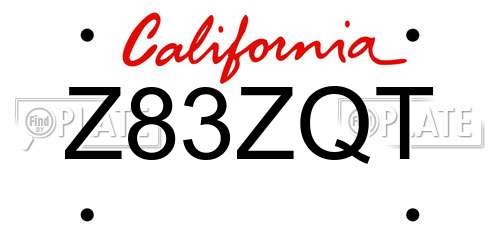 Z83ZQT California License Plate