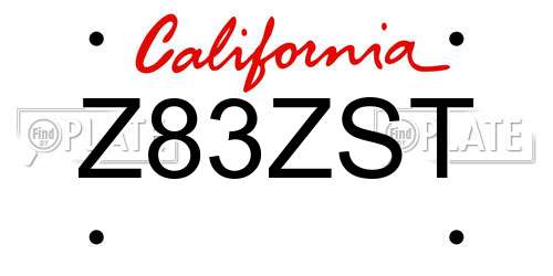 Z83ZST California License Plate